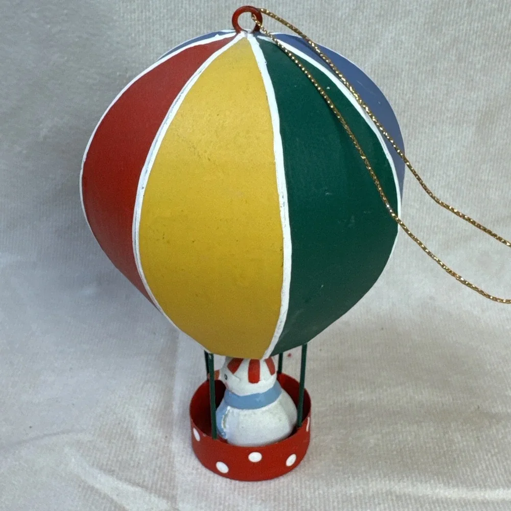 Crate And Barrel Hot Air‎ Balloon Christmas Ornament Snowman